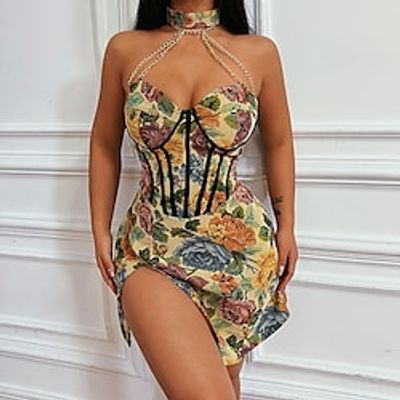 Goth Girl Retro Vintage Rococo Victorian Halter Mini Dress Men's Costume Vintage Cosplay Party  Evening Dress Masquerade Lightinthebox