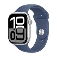 Apple Watch Series 10, GPS 46mm, Silver Aluminum, Case with Denim Sport Band - S/M