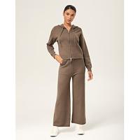 Coffee Brown Zip-Up Sweater Set