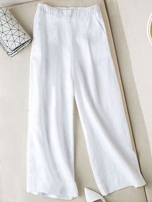 Casual Loose Solid Color Elastic Waist Pants