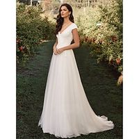 Little White Dresses Wedding Dresses A-Line Spaghetti Strap V Neck Cap Sleeve Court Train Satin Bridal Gowns With Solid Color 2024 Lightinthebox Little White Dresses Wedding Dresses A-Line Spaghetti Strap V Neck Cap Sleeve Court Train Satin Bridal Gowns With Solid Color 2024 Lightinthebox