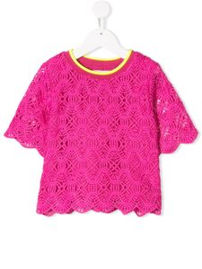 Alberta Ferretti Kids lace detail T-shirt - PINK