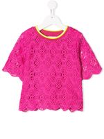 Alberta Ferretti Kids lace detail T-shirt - PINK - thumbnail