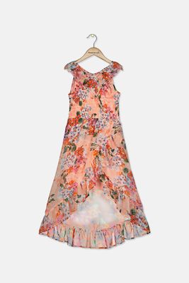 Big Girls Floral Maxi Dress  Coral