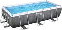 Bestway Power Steel Rectangular Pool Set , Rattan Effect Grey with filter pump & ladder - 404X201X100 cm