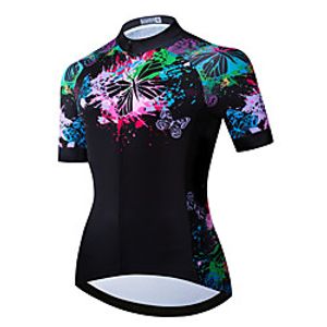 21Grams Women's Short Sleeve Cycling Jersey Summer Spandex Polyester Black Butterfly Bike Jersey Top Mountain Bike MTB Road Bike Cycling Quick Dry Moisture Wicking Breathable Sports Clothing Apparel Lightinthebox