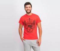 Mens Johhny Cash T-Shirt  Red - thumbnail