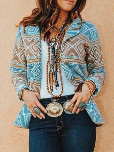 Women's Western Ethnic Print Casual Blazer