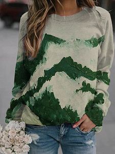 Round Neck Print Long Sleeve T-shirt