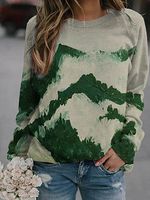 Round Neck Print Long Sleeve T-shirt - thumbnail