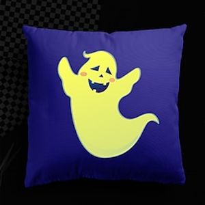 Halloween UV Reactive Cushion Cover 1PC Soft Decorative Ghost Square Throw Pillow Cover Cushion Case Pillowcase for Bedroom Livingroom Superior Quality Machine Washable Indoor Cushion for Sofa Couch Bed Chair Lightinthebox