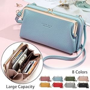 Women's Crossbody Bag Wallet Mobile Phone Bag Credit Card Holder Wallet PU Leather Shopping Daily Zipper Large Capacity Waterproof Breathable Solid Color WATHET Black Yellow miniinthebox