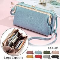 Women's Crossbody Bag Wallet Mobile Phone Bag Credit Card Holder Wallet PU Leather Shopping Daily Zipper Large Capacity Waterproof Breathable Solid Color WATHET Black Yellow miniinthebox - thumbnail