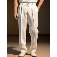 Men's Dress Pants Trousers Pleated Pants Suit Pants Zipper Button Pocket Plain Comfort Breathable Outdoor Daily Going out Fashion Casual Black White miniinthebox