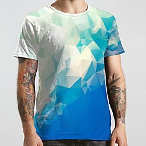 Men's Unisex Tee T shirt 3D Print Graphic Prints Geometry Print Short Sleeve Casual Tops Basic Designer Big and Tall Blue Lightinthebox