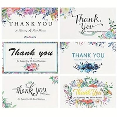 50pcs/set Flowers Thank You Cards, 3.5''x 2.1'' Greeting Blank Cards, Thank You For Supporting My Small Business Cards. miniinthebox 50pcs/set Flowers Thank You Cards, 3.5''x 2.1'' Greeting Blank Cards, Thank You For Supporting My Small Business Cards. miniinthebox