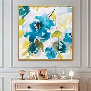 Handmade Hand Painted Oil Painting Wall Art Blue Flowers Home Decoration Decor Rolled Canvas No Frame Unstretched miniinthebox