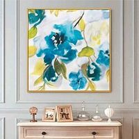 Handmade Hand Painted Oil Painting Wall Art Blue Flowers Home Decoration Decor Rolled Canvas No Frame Unstretched miniinthebox - thumbnail