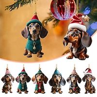 7pcs Christmas Tree Ornaments Dog Xmas Ornaments Car Decor 2D Acrylic Christmas Decorations Indoor for Home Cute Puppy Pendants Hanging Ornaments Dogs Lover Gifts for Xmas Holiday Party miniinthebox - thumbnail
