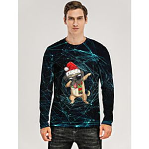 Men's T shirt 3D Print Graphic 3D Animal Print Long Sleeve Christmas Tops Black Lightinthebox