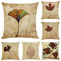 Cushion Cover 6PC Faux Linen Soft Decorative Square Throw Pillow Cover Cushion Case Pillowcase for Sofa Bedroom 45 x 45 cm (18 x 18 Inch) Superior Quality Mashine Washable miniinthebox - thumbnail