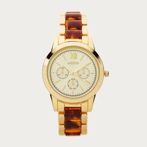 Mistotes Round Dial Wristwatch with Metallic Strap