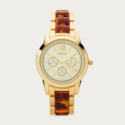 Mistotes Round Dial Wristwatch with Metallic Strap