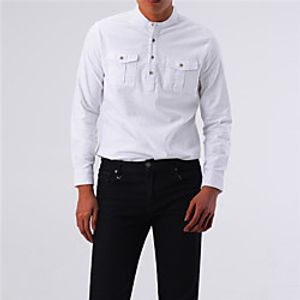 Men's Shirt Solid Color Long Sleeve Casual Tops Casual White Black Red Lightinthebox