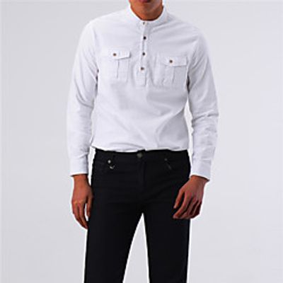 Men's Shirt Solid Color Long Sleeve Casual Tops Casual White Black Red Lightinthebox