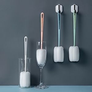 Sponge Bottle Brush Long Handle Thermos Cup Brush Sponge Cleaning Brush Household Kitchen Cleaning Brush Contrasting Color Cup Brush Lightinthebox