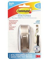 Command Medium Satin Nickel Metal Bath Hook