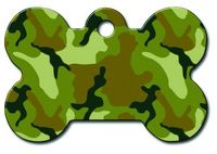 The Hillman Id Tag - Bone Painted Green Camouflage Dog And Cat
