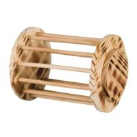 Trixie Flamed Wood Hay Manger Roll With Lid For Small Pets - Brown 15X19cm