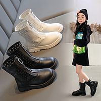 Girls' Boots Comfort Combat Boots Children's Day PU Fashion Boots Little Kids(4-7ys) Big Kids(7years ) Daily Home Walking Walking Shoes Chain White Black Spring Summer / Martin Boots / Rubber miniinthebox - thumbnail