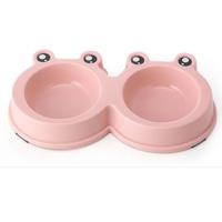 Pets Club Frog Shaped Double Bowl Pink Small For Cat & Dog 98Ml - 27.8X15.5X4Cm