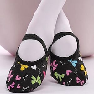Women's Ballet Shoes Practice Trainning Dance Shoes Stage Indoor Professional Heel Pattern  Print Butterfly Flat Heel Elastic Band Black Lightinthebox