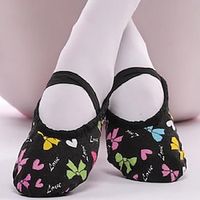 Women's Ballet Shoes Practice Trainning Dance Shoes Stage Indoor Professional Heel Pattern  Print Butterfly Flat Heel Elastic Band Black Lightinthebox - thumbnail