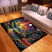 Blacklight Rug UV Reactive Glow in the Dark Area Rug Kitchen Mat Non-Slip Oil Proof Trippy Mushroom Forest Floor Mat Livingroom Rug Indoor Outdoor Mat Bedroom Decor Bathroom Mat Entrance Rug Door Mat Lightinthebox - thumbnail