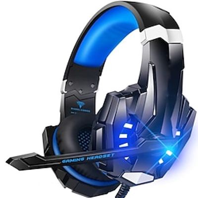 KOTION EACH G9000 Stereo Gaming Headset for PS4 PC Xbox One PS5 Controller Noise Cancelling Over Ear Headphones with Mic LED Light Bass Surround Soft Memory Earmuffs for Laptop Mac Nintendo NES Games miniinthebox