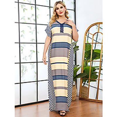 Women's Plus Size Dress Swing Dress Maxi long Dress Short Sleeve Print Casual  Daily Spring Summer color L XL XXL XXXL Lightinthebox