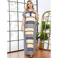Women's Plus Size Dress Swing Dress Maxi long Dress Short Sleeve Print Casual  Daily Spring Summer color L XL XXL XXXL Lightinthebox - thumbnail