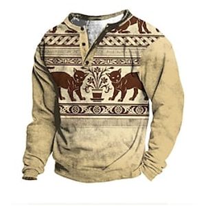 Men's Unisex Sweatshirt Pullover Cat Graphic Prints Print Casual Daily Sports 3D Print Designer Casual Hoodies Sweatshirts  Khaki Lightinthebox