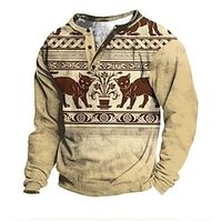 Men's Unisex Sweatshirt Pullover Cat Graphic Prints Print Casual Daily Sports 3D Print Designer Casual Hoodies Sweatshirts  Khaki Lightinthebox - thumbnail