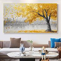 3D gold oil painting Hand Painted Canvas gold Flower Art painting hand painted Abstract Landscape Texture gold tree Oil Painting Tree Planting wall Painting Bedside Painting Bedroom Art Spring decor Lightinthebox