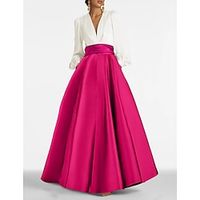 A-Line Evening Gown Elegant Dress Formal Prom Floor Length Long Sleeve V Neck Satin with Ruched 2023 Lightinthebox - thumbnail