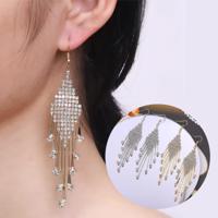 Fashion hot-selling boasting Korean earrings earrings wholesale long fashion ultra-flashing diamond temperament tassel earrings earrings women