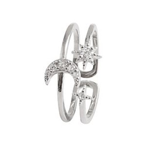 flash diamond star moon opening ring silver simple personality design sense niche student fashion ins tide ring female korean version Lightinthebox
