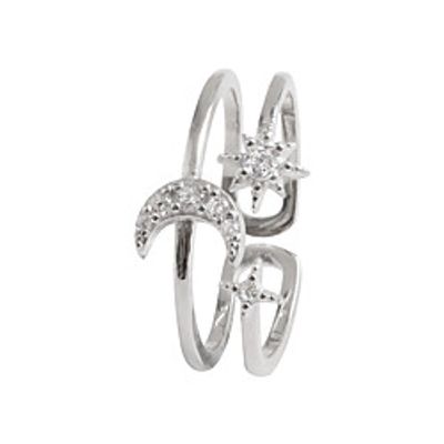 flash diamond star moon opening ring silver simple personality design sense niche student fashion ins tide ring female korean version Lightinthebox