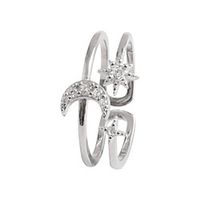 flash diamond star moon opening ring silver simple personality design sense niche student fashion ins tide ring female korean version Lightinthebox - thumbnail