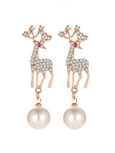 Christmas Diamond Elk Stud Earrings